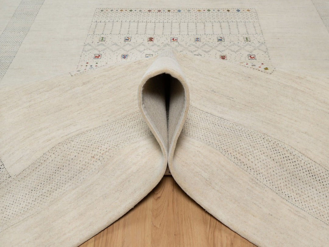 8'1" x 10'0" New Hand Knotted Ivory Wool Rectangle Oriental Rug - MOA10291345