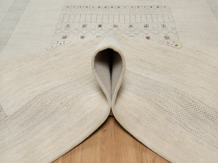 8'1" x 10'0" New Hand Knotted Ivory Wool Rectangle Oriental Rug - MOA10291345