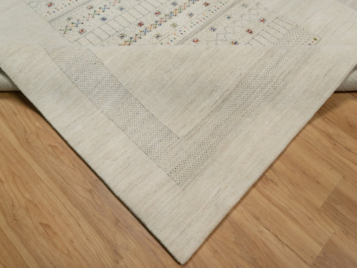 8'1" x 10'0" New Hand Knotted Ivory Wool Rectangle Oriental Rug - MOA10291345