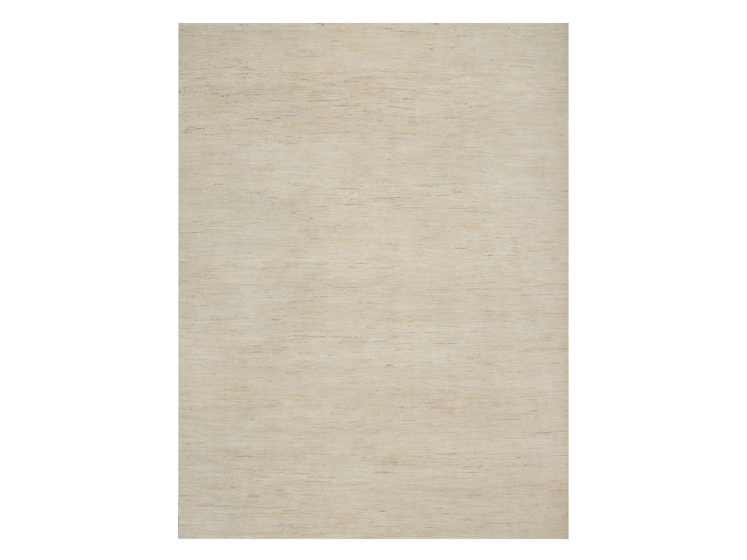 8'10" x 11'8" New Hand Knotted Ivory Wool Rectangle Oriental Rug - MOA10291346