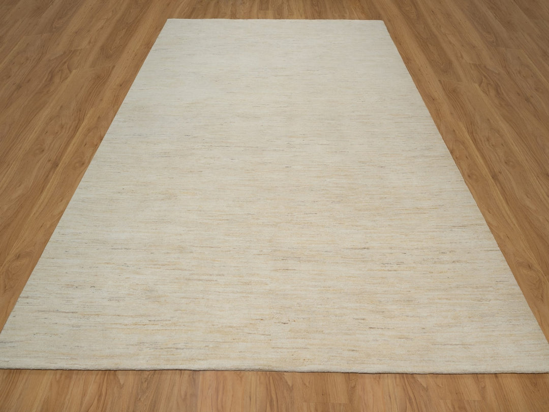 8'10" x 11'8" New Hand Knotted Ivory Wool Rectangle Oriental Rug - MOA10291346