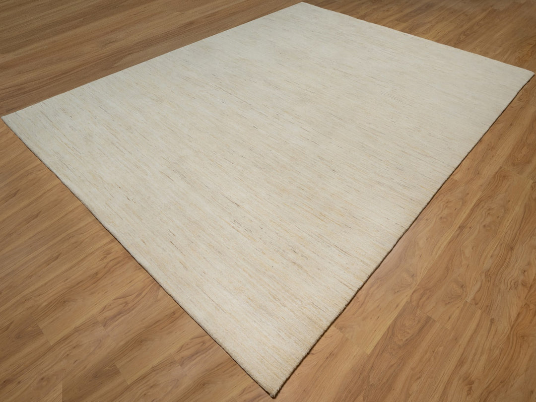 8'10" x 11'8" New Hand Knotted Ivory Wool Rectangle Oriental Rug - MOA10291346