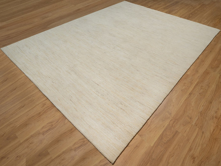 8'10" x 11'8" New Hand Knotted Ivory Wool Rectangle Oriental Rug - MOA10291346