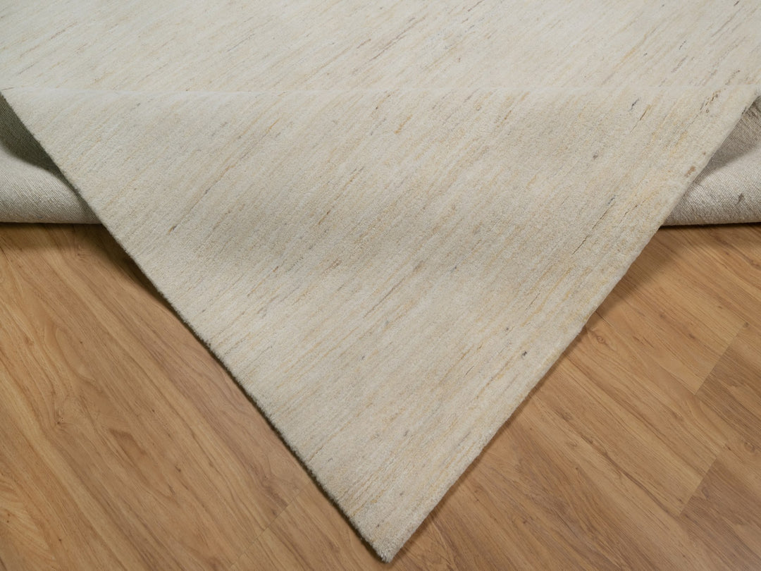 8'10" x 11'8" New Hand Knotted Ivory Wool Rectangle Oriental Rug - MOA10291346