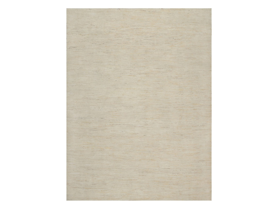 8'10" x 11'8" New Hand Knotted Ivory Wool Rectangle Oriental Rug - MOA10291347