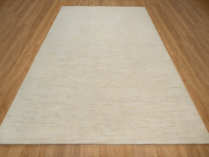 8'10" x 11'8" New Hand Knotted Ivory Wool Rectangle Oriental Rug - MOA10291347