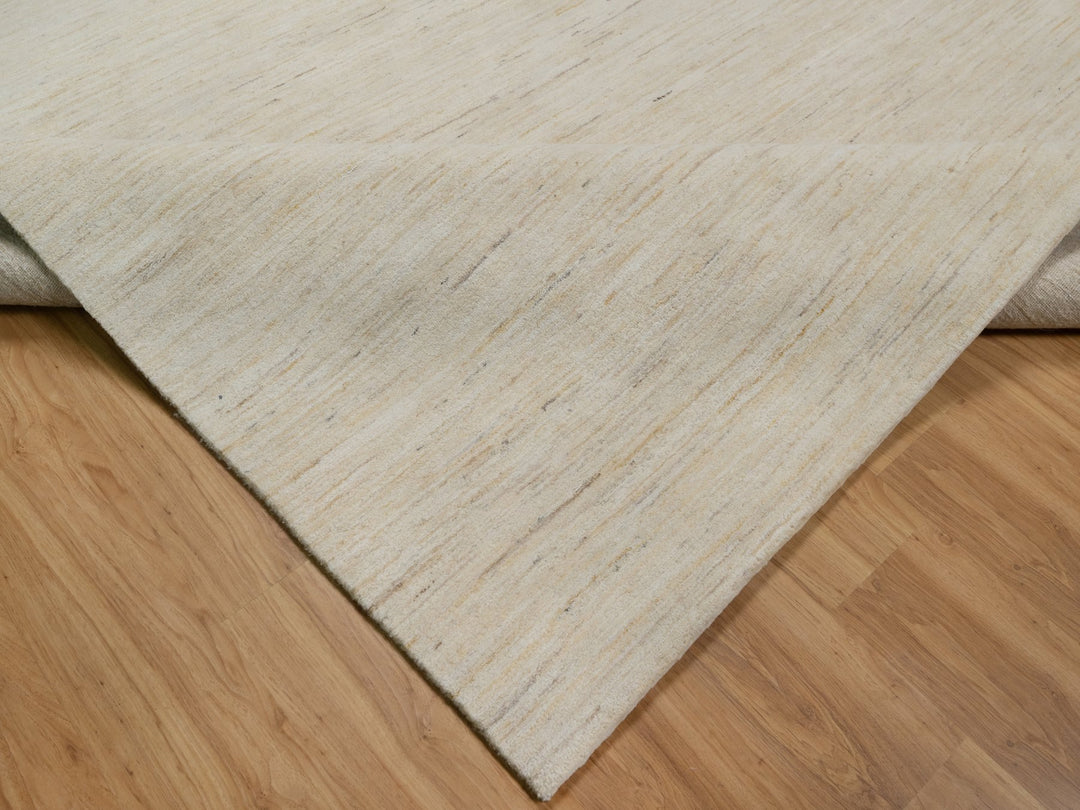 8'10" x 11'8" New Hand Knotted Ivory Wool Rectangle Oriental Rug - MOA10291347