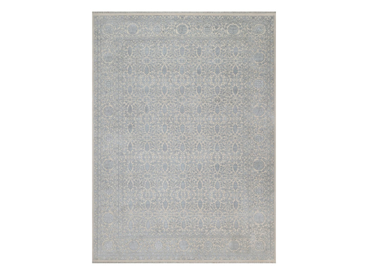 8'11" x 12'1" New Hand Knotted Ivory Wool & Silk Rectangle Oriental Rug - MOA10291353