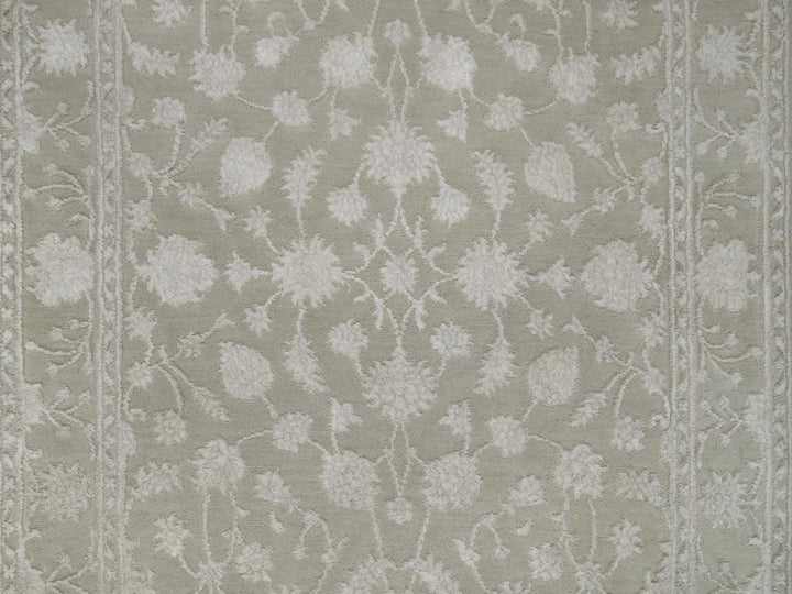 3'1" x 5'0" New Hand Knotted Grey Wool & Silk Rectangle Oriental Rug - MOA10291354