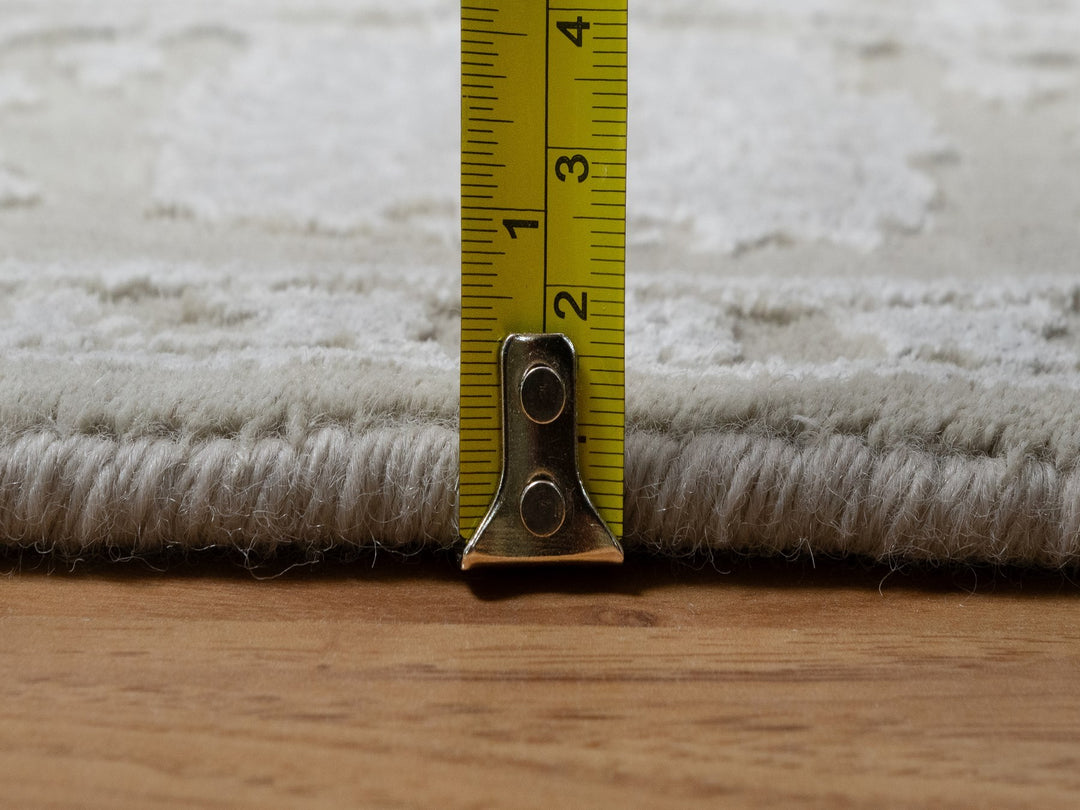 4'1" x 6'1" New Hand Knotted Grey Wool & Silk Rectangle Oriental Rug - MOA10291355