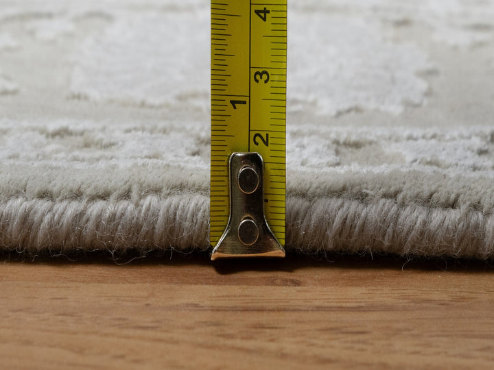 4'1" x 6'1" New Hand Knotted Grey Wool & Silk Rectangle Oriental Rug - MOA10291355