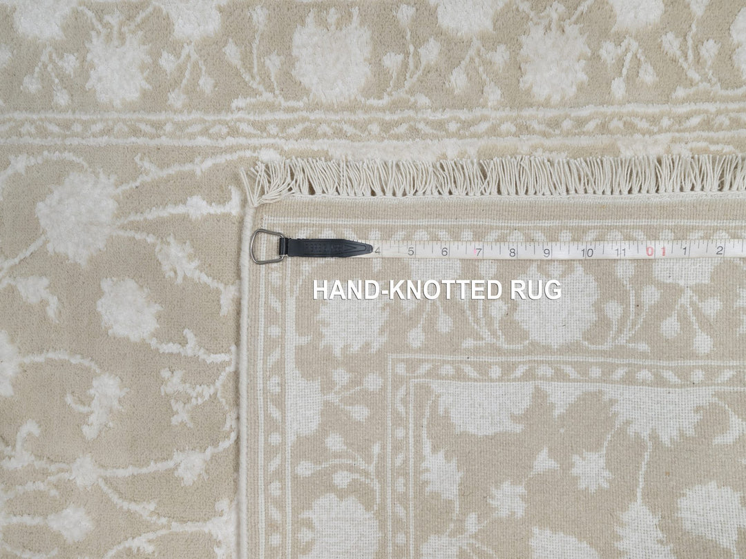 2'8" x 10'3" New Hand Knotted Brown Wool & Silk Runner Oriental Rug - MOA10291357