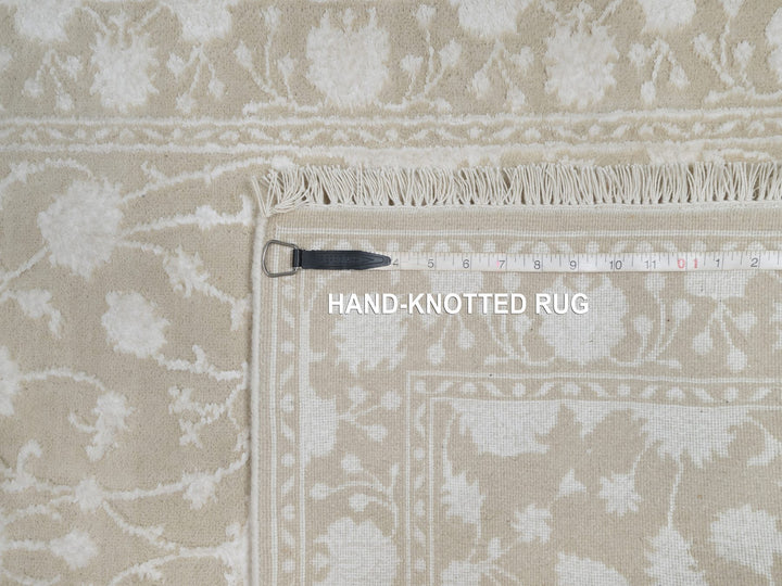 2'8" x 10'3" New Hand Knotted Brown Wool & Silk Runner Oriental Rug - MOA10291357