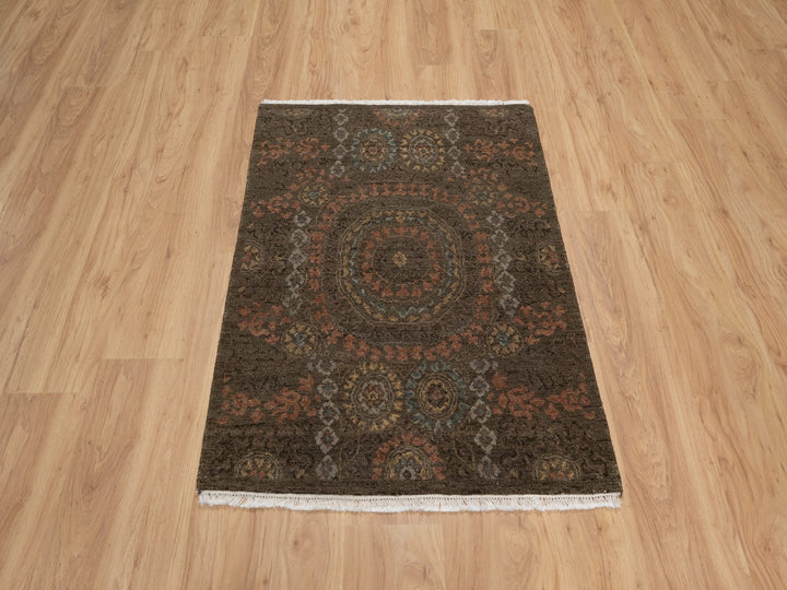 2'11" x 4'0" New Hand Knotted Brown Wool Rectangle Oriental Rug - MOA10291358