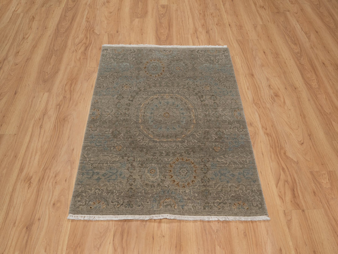 3'0" x 3'11" New Hand Knotted Brown Wool Rectangle Oriental Rug - MOA10291359