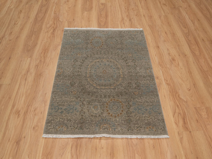3'0" x 3'11" New Hand Knotted Brown Wool Rectangle Oriental Rug - MOA10291359