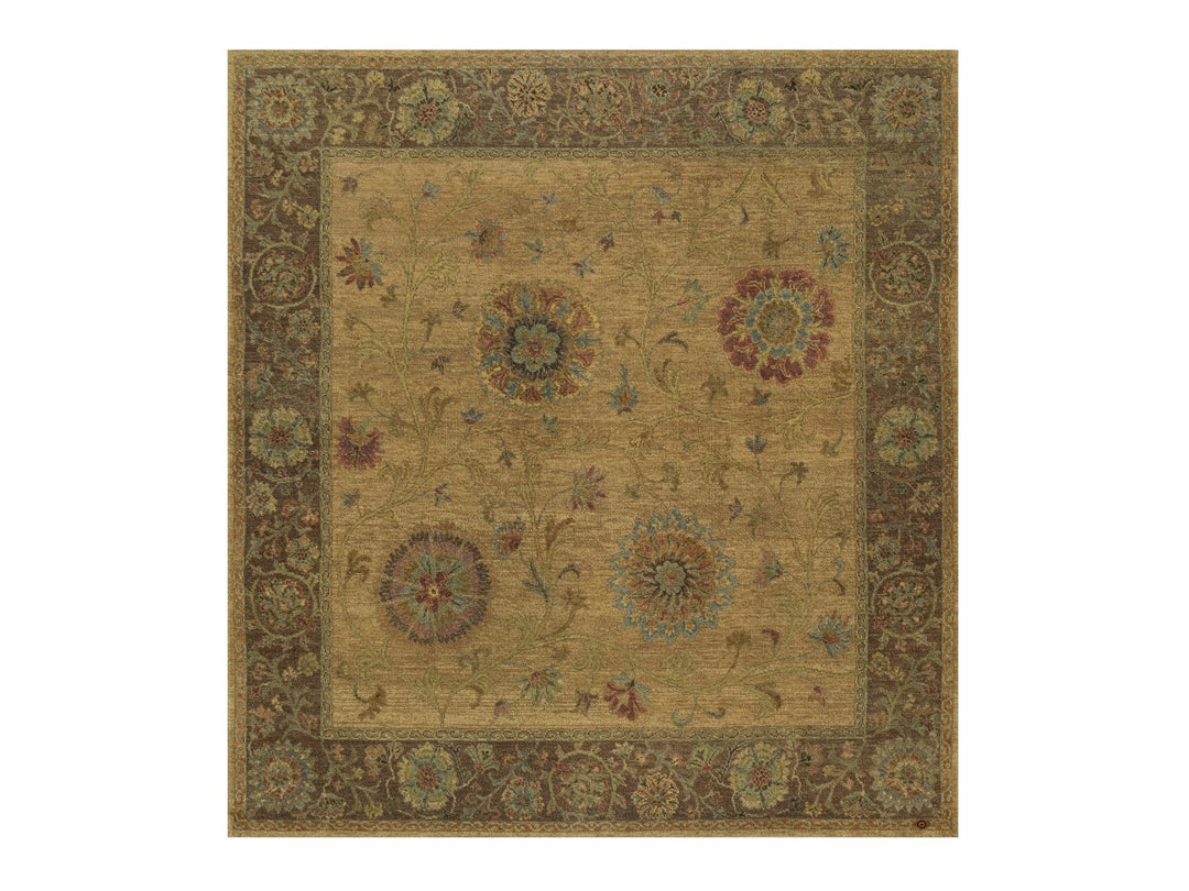 5'5" x 5'10" New Hand Knotted Brown Wool Square Oriental Rug - MOA10291361