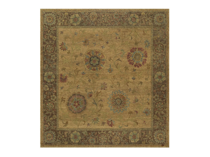 5'5" x 5'10" New Hand Knotted Brown Wool Square Oriental Rug - MOA10291361
