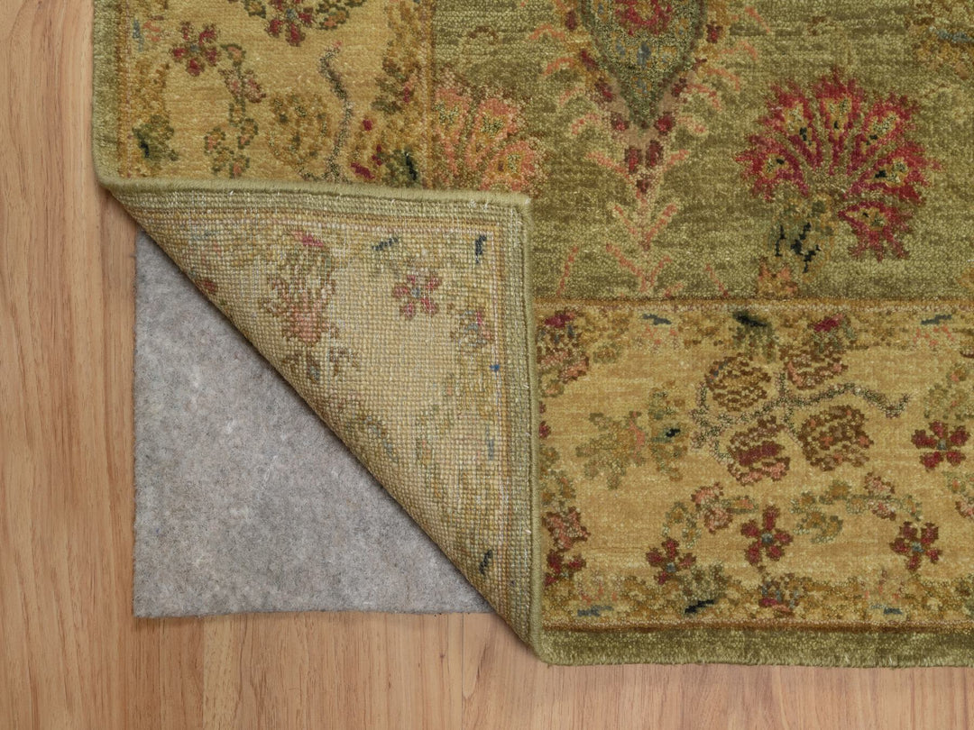5'1" x 7'10" New Hand Knotted Green Wool Rectangle Oriental Rug - MOA10291364