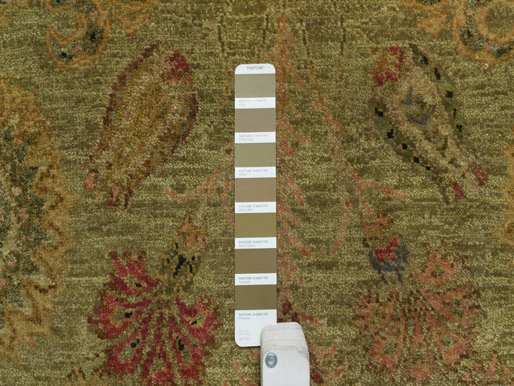 5'1" x 7'10" New Hand Knotted Green Wool Rectangle Oriental Rug - MOA10291364