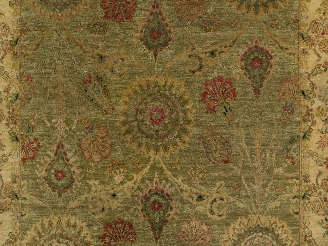 5'1" x 7'10" New Hand Knotted Green Wool Rectangle Oriental Rug - MOA10291364