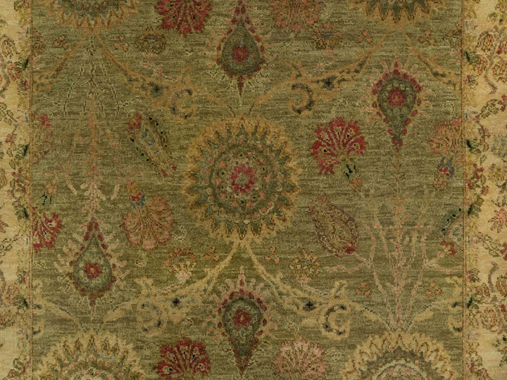 5'1" x 7'10" New Hand Knotted Green Wool Rectangle Oriental Rug - MOA10291364