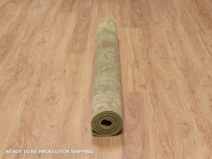 5'1" x 7'10" New Hand Knotted Green Wool Rectangle Oriental Rug - MOA10291364