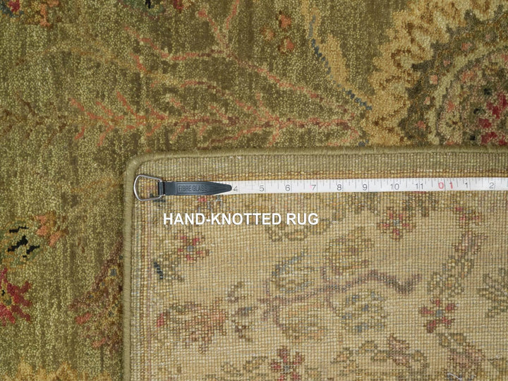 5'1" x 7'10" New Hand Knotted Green Wool Rectangle Oriental Rug - MOA10291364