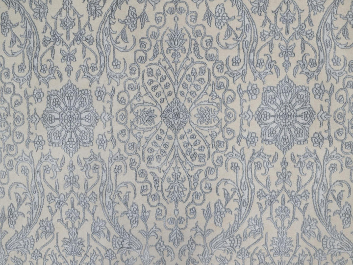 7'9" x 10'2" New Hand Knotted Ivory Wool & Silk Rectangle Oriental Rug - MOA10291366