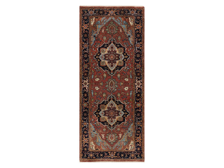 2'7" x 6'1" New Hand Knotted Red Wool Runner Oriental Rug - MOA10291370