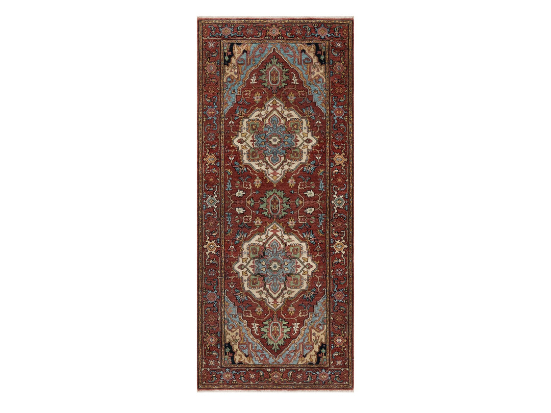 2'8" x 6'2" New Hand Knotted Red Wool Runner Oriental Rug - MOA10291371