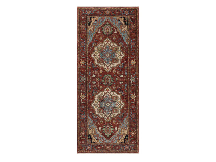 2'8" x 6'2" New Hand Knotted Red Wool Runner Oriental Rug - MOA10291371