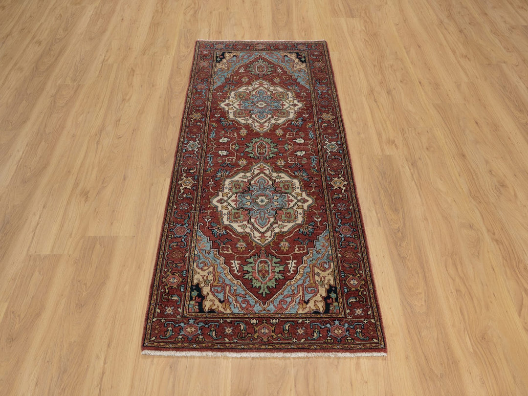 2'8" x 6'2" New Hand Knotted Red Wool Runner Oriental Rug - MOA10291371