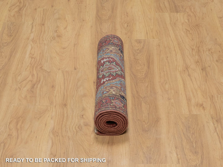 2'8" x 6'2" New Hand Knotted Red Wool Runner Oriental Rug - MOA10291371