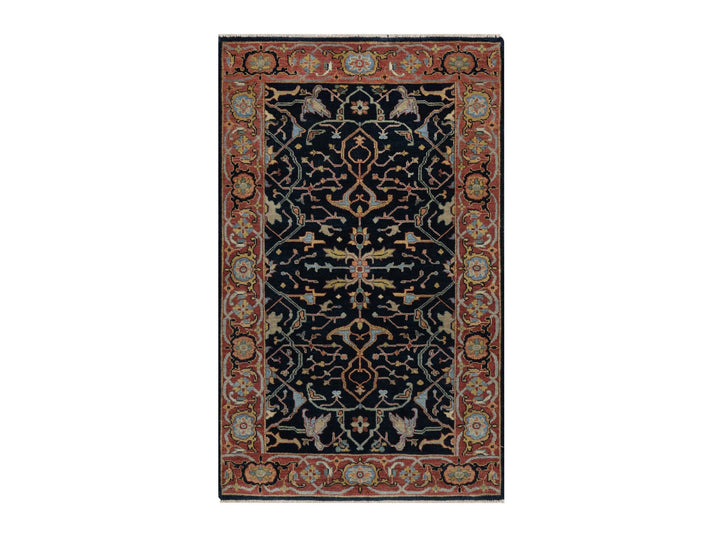 3'3" x 5'3" New Hand Knotted Blue Wool Rectangle Oriental Rug - MOA10291373