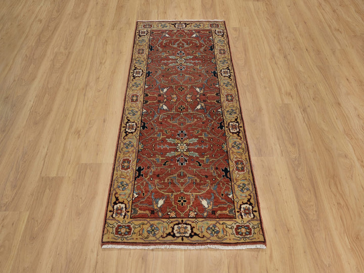 2'6" x 6'1" New Hand Knotted Red Wool Runner Oriental Rug - MOA10291374