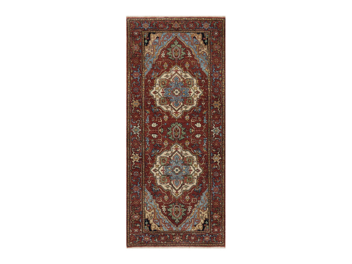 2'8" x 3'3" New Hand Knotted Red Wool Runner Oriental Rug - MOA10291375