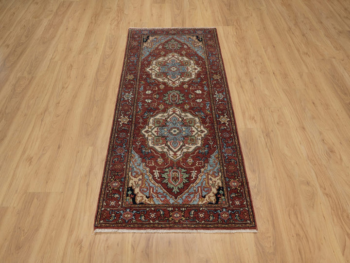 2'8" x 3'3" New Hand Knotted Red Wool Runner Oriental Rug - MOA10291375