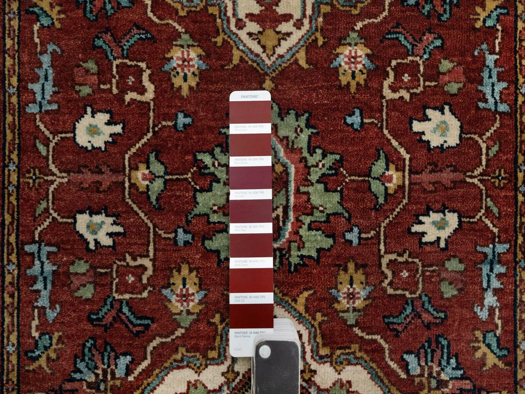2'8" x 3'3" New Hand Knotted Red Wool Runner Oriental Rug - MOA10291375
