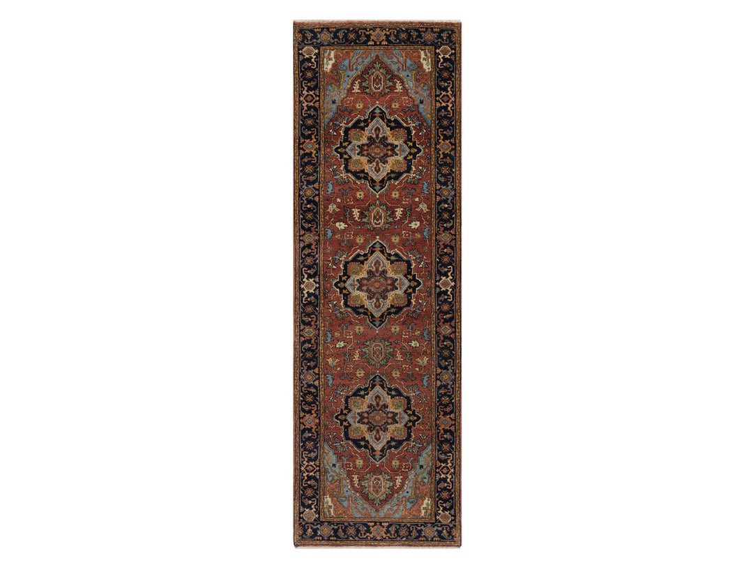 2'7" x 8'1" New Hand Knotted Red Wool Runner Oriental Rug - MOA10291378