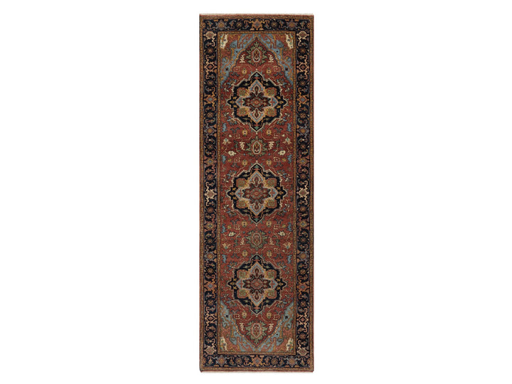 2'7" x 8'1" New Hand Knotted Red Wool Runner Oriental Rug - MOA10291378