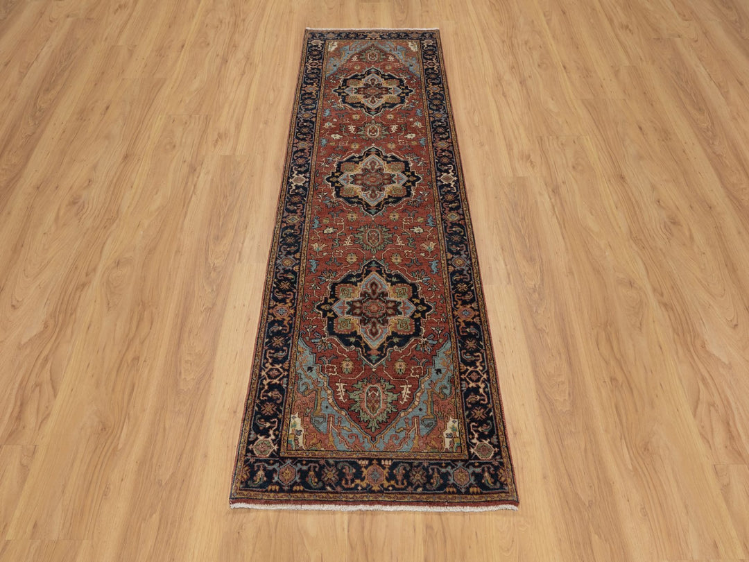 2'7" x 8'1" New Hand Knotted Red Wool Runner Oriental Rug - MOA10291378