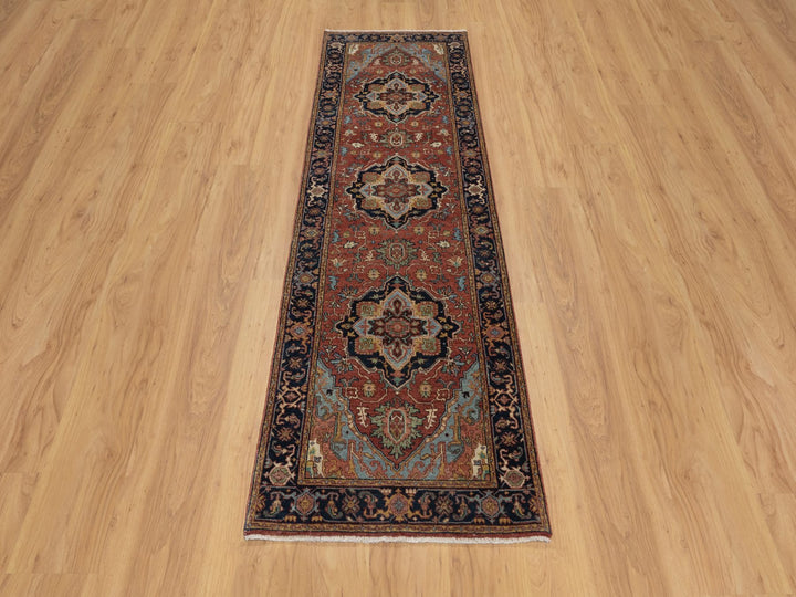 2'7" x 8'1" New Hand Knotted Red Wool Runner Oriental Rug - MOA10291378