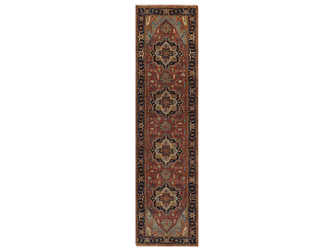 2'7" x 10'0" New Hand Knotted Red Wool Runner Oriental Rug - MOA10291379