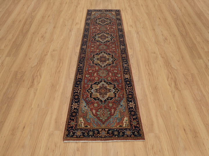 2'7" x 10'0" New Hand Knotted Red Wool Runner Oriental Rug - MOA10291379