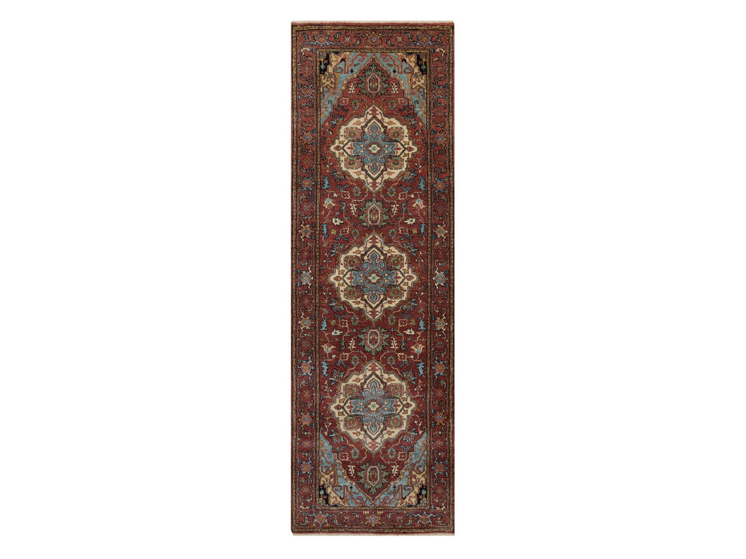 2'7" x 8'2" New Hand Knotted Red Wool Runner Oriental Rug - MOA10291380