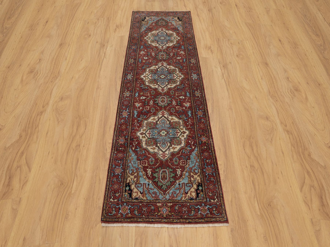 2'7" x 8'2" New Hand Knotted Red Wool Runner Oriental Rug - MOA10291380