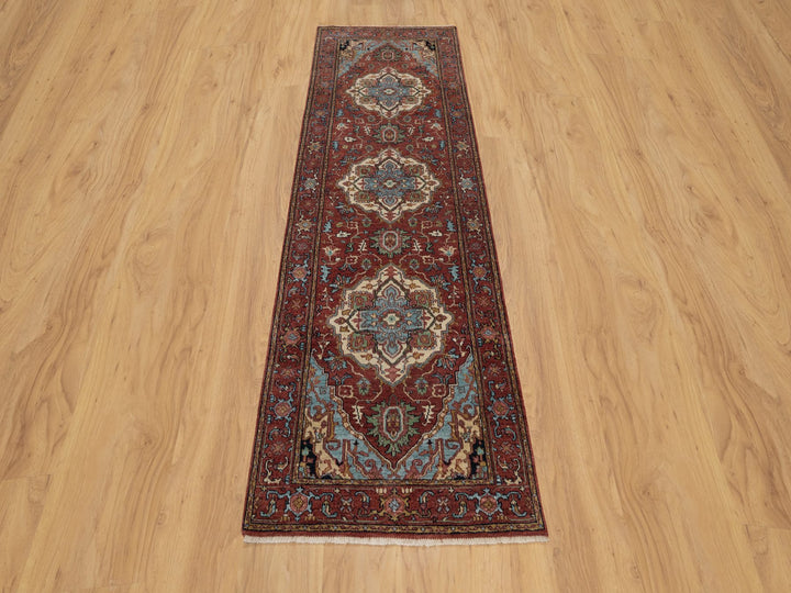 2'7" x 8'2" New Hand Knotted Red Wool Runner Oriental Rug - MOA10291380