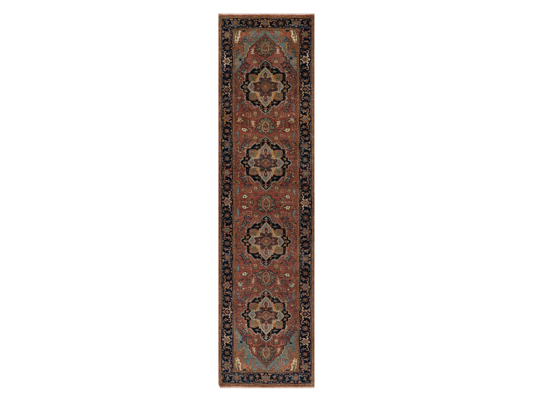2'7" x 10'1" New Hand Knotted Red Wool Runner Oriental Rug - MOA10291382