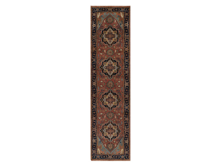 2'7" x 10'1" New Hand Knotted Red Wool Runner Oriental Rug - MOA10291382